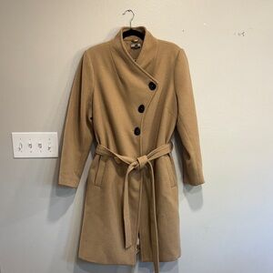 City Chic Tan Coat with Black Accents